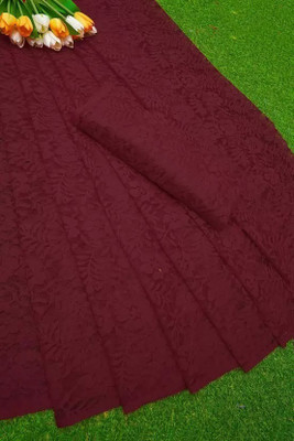 Aarya creation Self Design Bollywood Net Saree(Maroon)