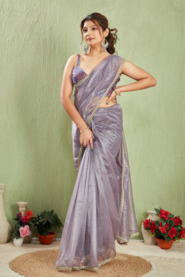 DHARMRAJ ENTERPRISE Printed Bollywood Silk Blend Saree(Grey)