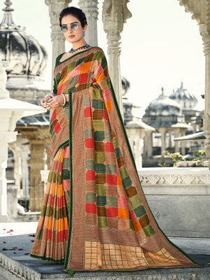 Sareemall Printed Daily Wear Silk Blend Saree(Multicolor)
