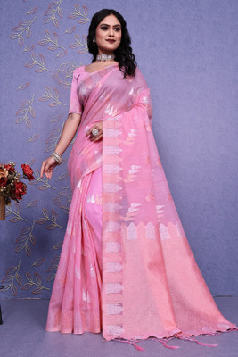 NENCY FASHION Woven Kanjivaram Silk Blend Saree(Light Green)