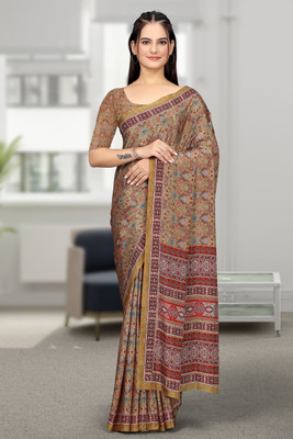 KONICA FAB Digital Print Bollywood Crepe Saree(Multicolor)