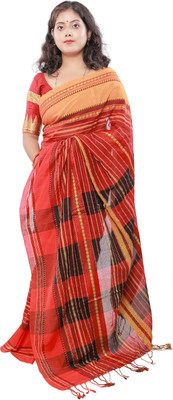 mataramoyee Striped Handloom Cotton Blend Saree(Multicolor)
