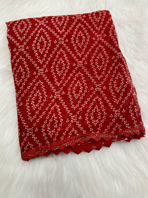 bhavika silk mills Printed Bandhani Georgette Saree(Red)