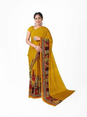 Suali Printed Bandhani Georgette Saree(Yellow)