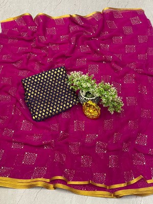 TOXEGO Embellished Bollywood Chiffon Saree(Purple)