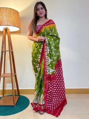 ANOUK Printed Baluchari Pure Cotton Saree(Green)