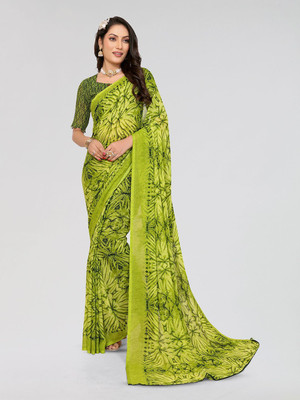 Moda Rapido Printed, Self Design Daily Wear Georgette Saree(Green)