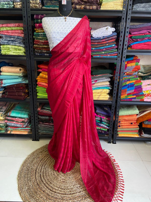 bhavika silk mills Striped Bollywood Georgette Saree(Red)