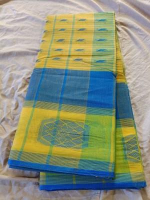 Maasaree Woven Jamdani Pure Cotton Saree(Light Green)