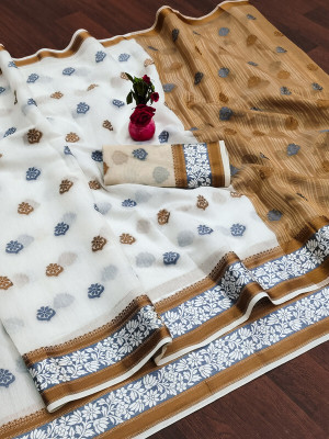MUSHAK Woven Kanjivaram Cotton Silk Saree(Multicolor)