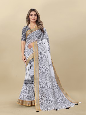 THIRA Woven Bollywood Cotton Linen Saree(Grey)