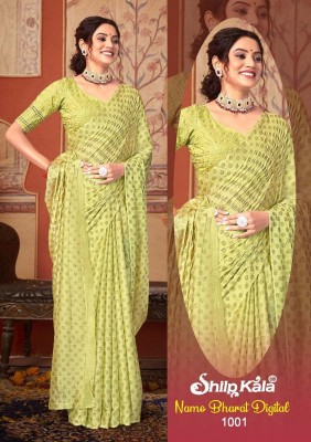 SHILPKALA Printed Daily Wear Chiffon Saree(Light Green)