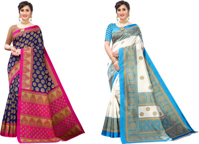 SVB Sarees Printed Bollywood Art Silk Saree(Multicolor)