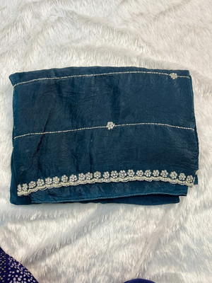 Beautiful Collection Printed Daily Wear Pure Silk Saree(Dark Blue)