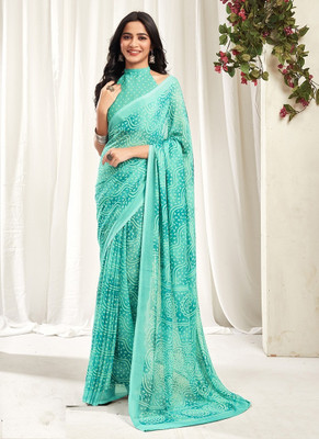 Panchvati NX Printed Bollywood Georgette Saree(Light Blue)