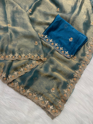 ADVIK CREATION Embellished Bollywood Pure Silk Saree(Multicolor)
