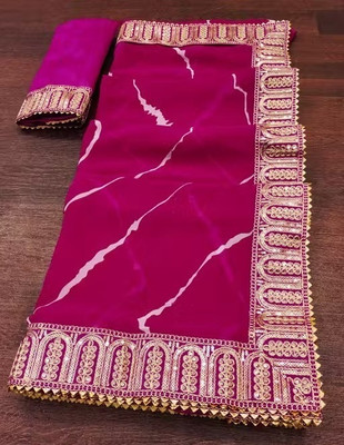 Sahaj Creation Embroidered Leheria Georgette Saree(Pink)