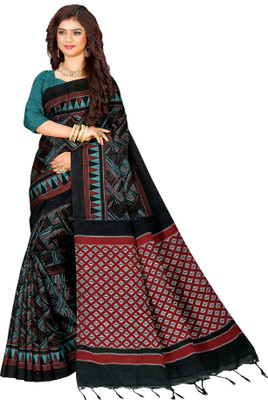 Quetzal Printed, Self Design Sambalpuri Pure Cotton Saree(Light Blue)