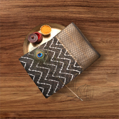 TRIKUTA Woven Saree with Attached Blouse Linen Saree(Brown)