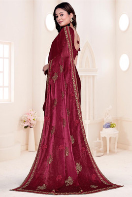 greeva enterprise Embroidered Bollywood Art Silk Saree(Maroon)