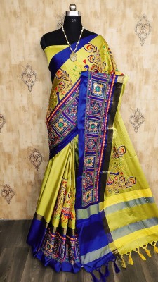 Divastri Self Design, Woven, Embroidered Bollywood Jacquard, Cotton Silk Saree(Yellow, Blue)