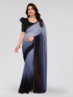 Moda Rapido Embellished, Printed, Self Design Bollywood Georgette Saree(Grey)