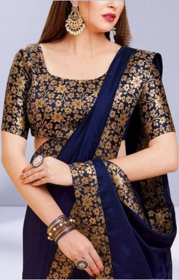 B K CREATION Self Design Daily Wear Art Silk Saree(Light Blue)