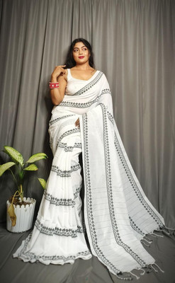 cloud vastra Printed Daily Wear Pure Cotton Saree(Multicolor)