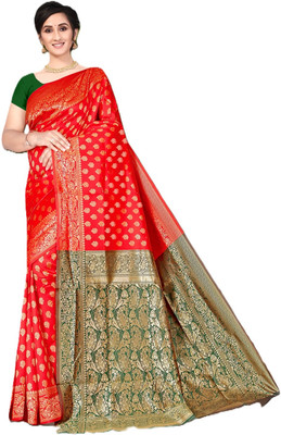 ANSH CREATION Self Design Bollywood Art Silk Saree(Red)
