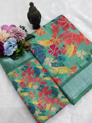 Gajal Printed Kanjivaram Pure Cotton, Cotton Linen Saree(Multicolor)