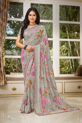 Laxmipati Sarees Printed Daily Wear Georgette Saree(Grey)