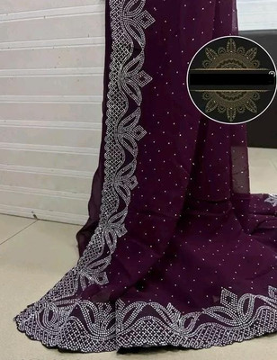 MAVITA MS Embellished Bollywood Chiffon Saree(Purple)