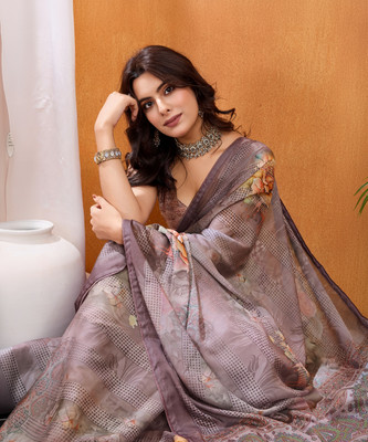 Tasrika Digital Print Bollywood Crepe Saree(Brown)