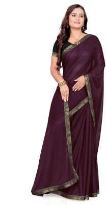 Foxsite Solid/Plain Bollywood Lycra Blend Saree(Purple)