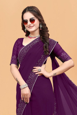 Looootnest Self Design Bollywood Georgette Saree(Purple)