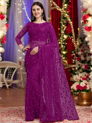 Fashion Nexa Self Design Bollywood Brasso Saree(Purple)