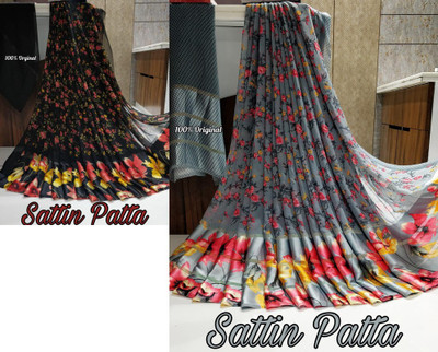 Sita Floral Print Maheshwari Georgette Saree(Pack of 2, Multicolor)