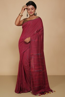 BENGAL HANDLOOM Woven Handloom Pure Cotton Saree(Maroon)