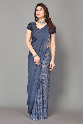 ANIRAV Printed, Digital Print Daily Wear Georgette Saree(Dark Blue)