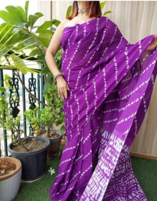 COTTON RK FABRICO WORD Printed, Blocked Printed, Hand Painted Daily Wear Pure Cotton Saree(Purple)