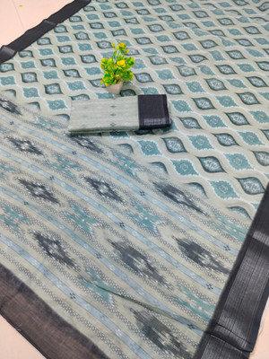 HangerStories Woven Kanjivaram Pure Cotton, Cotton Silk Saree(Blue)