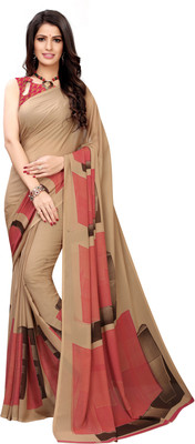 shiv textiles Printed Bollywood Georgette Saree(Beige)