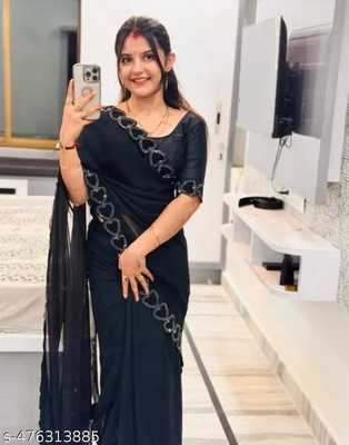 NIVUS CLOTHING Embellished Bollywood Georgette Saree(Black)