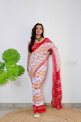 JASU CREATION Printed Handloom Pure Cotton Saree(Red)