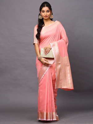 Divastri Woven Tant Linen Saree(Pink)
