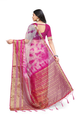 Aarunika LGF Woven Bollywood Organza Saree(Pink)