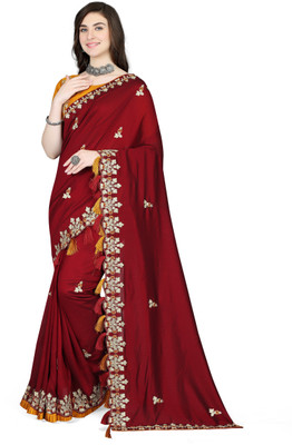 DRASHTI Embroidered Bollywood Silk Blend Saree(Maroon)