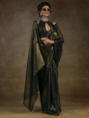 Divastri Embellished Bollywood Chiffon Saree(Black)