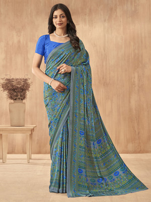 Sareemall Printed Daily Wear Crepe Saree(Grey)