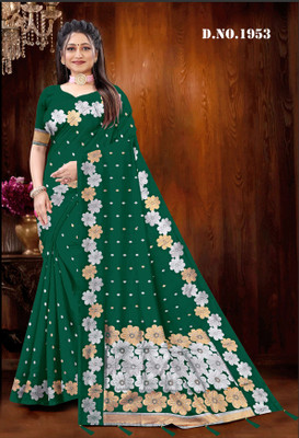 Janki Enterprises Floral Print, Woven Banarasi Art Silk Saree(Pink)